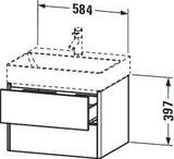 DURAVIT XSquare Waschtischunterbau 584 mm – Wandhängend mit Schubkasten und Siphonausschnitt
