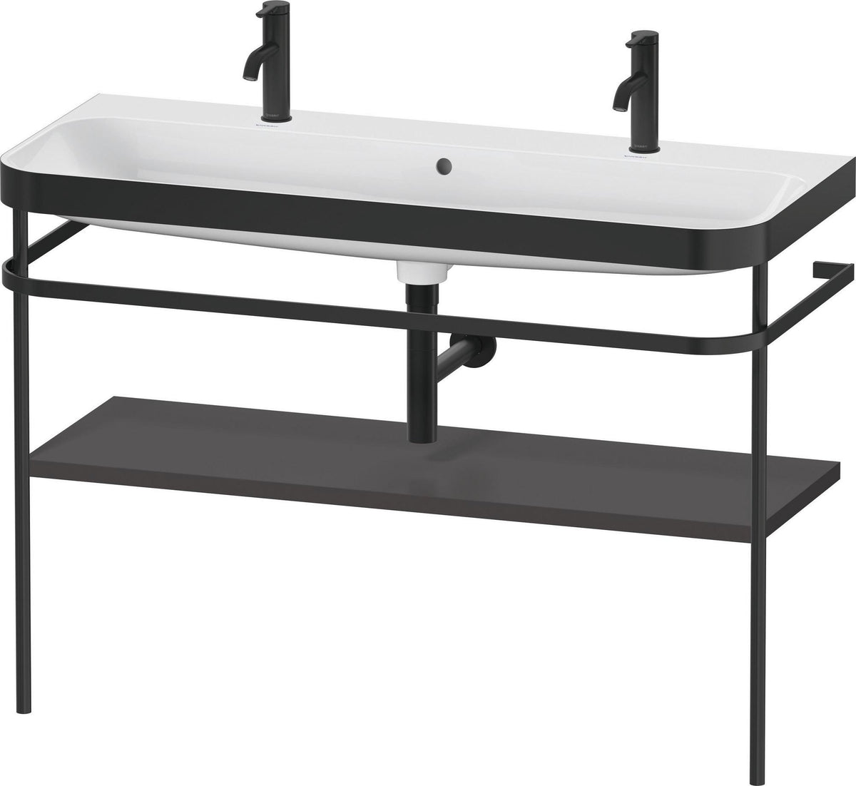 DURAVIT Happy D.2 c-bonded Waschtischset 1175 mm mit Metallkonsole, Taupe seidenmatt