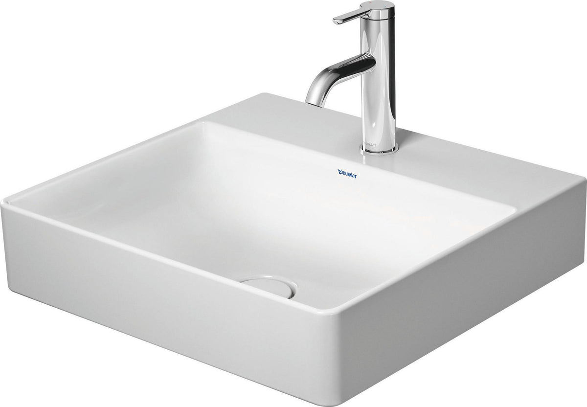 DURAVIT DuraSquare Waschtisch 500 mm weiß ohne Überlauf mit 1 Hahnloch für Möbelmontage