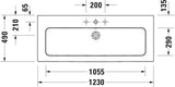 DURAVIT ME by Starck Möbelwaschtisch 1230 mm, 1 Hahnloch mittig, mit Überlauf, weiß