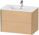 Duravit XViu Waschtischunterbau wandhängend 810 mm, 2 Schubkästen, champagner matt/weiß matt – ohne Griff, mit Tip-On-Technik