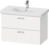 Duravit XBase Waschtischunterbau wandhängend 600 mm, 2 Schubladen, weiß matt – Soft-Close