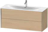 DURAVIT XViu Waschtischunterbau wandhängend 1210 mm, 2 Schubkästen, weiß matt – ohne Griff, mit Tip-On-Technik