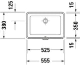 DURAVIT Einbauwaschtisch 2nd floor 525 mm EB mit Überlauf, ohne Hahnloch, weiß – Design Classics