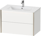 Duravit XViu Waschtischunterbau wandhängend 810 mm, 2 Schubkästen, champagner matt/weiß matt – ohne Griff, mit Tip-On-Technik