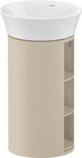Duravit White Tulip Waschtischunterbau bodenstehend, 410 mm, Amerikanisch Nussbaum / Taupe Hochglanz, 3 offene Fächer, von Philippe Starck