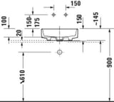 Duravit Balcoon Aufsatzbecken 450x450 mm weiß geschliffen mit Ablaufventil
