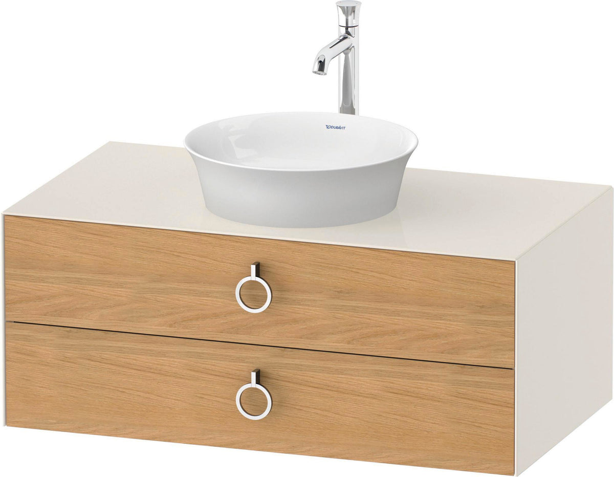 DURAVIT White Tulip Waschtischunterbau 1000 mm wandhängend mit 2 Schubkästen, Nussbaum/Taupe