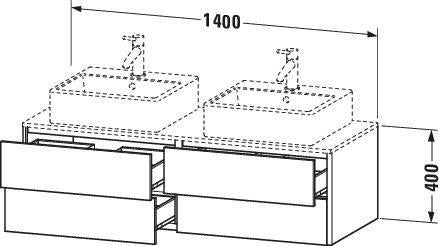 DURAVIT XSquare Waschtischunterbau 1400 mm, 4 Schubkästen, wandhängend, Betongrau Matt