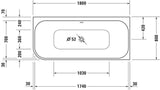 DURAVIT Happy D.2 Eckbadewanne 1800x800 mm weiß, Ecke rechts, 2 Rückenschrägen, mit Verkleidung & Fußgestell
