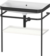 DURAVIT Happy D.2 c-bonded Waschtischset 775 mm mit Metallkonsole, bodenstehend, Weiß Seidenmatt