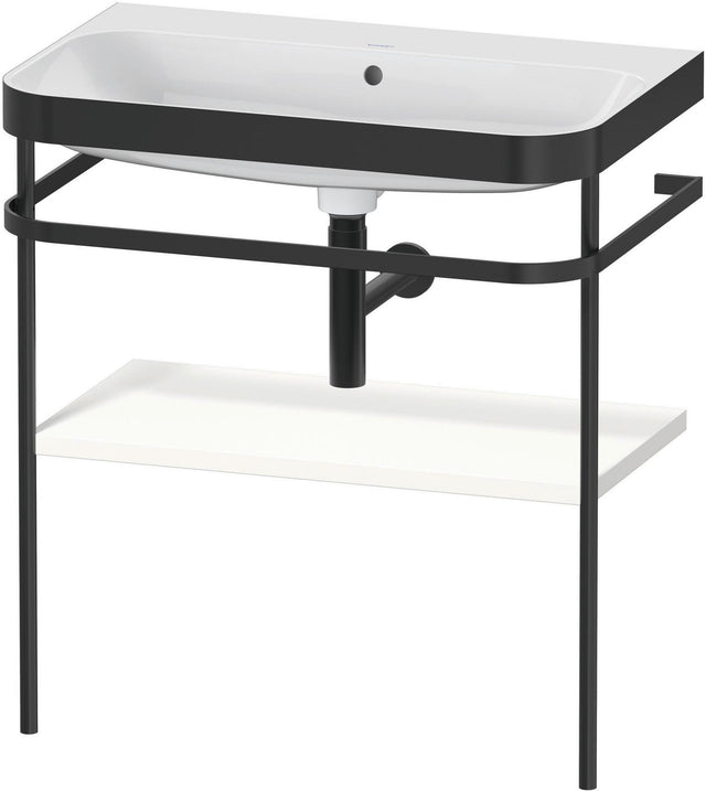 DURAVIT Happy D.2 c-bonded Waschtischset 775 mm mit Metallkonsole, bodenstehend, Weiß Seidenmatt
