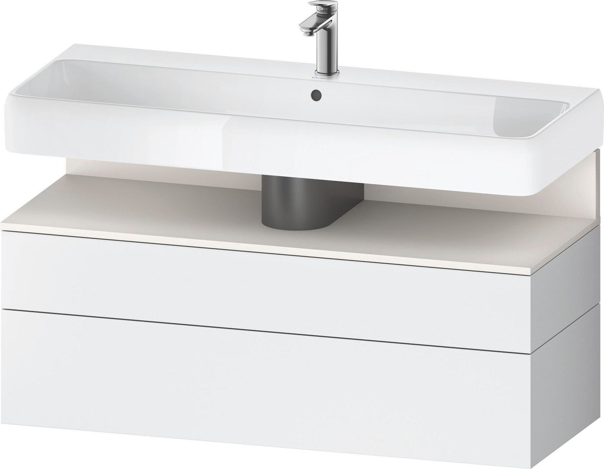 Duravit Qatego Waschtischunterbau 1190 mm – Weiß Matt mit Eiche Schwarz Nische, 1 Auszug, LED