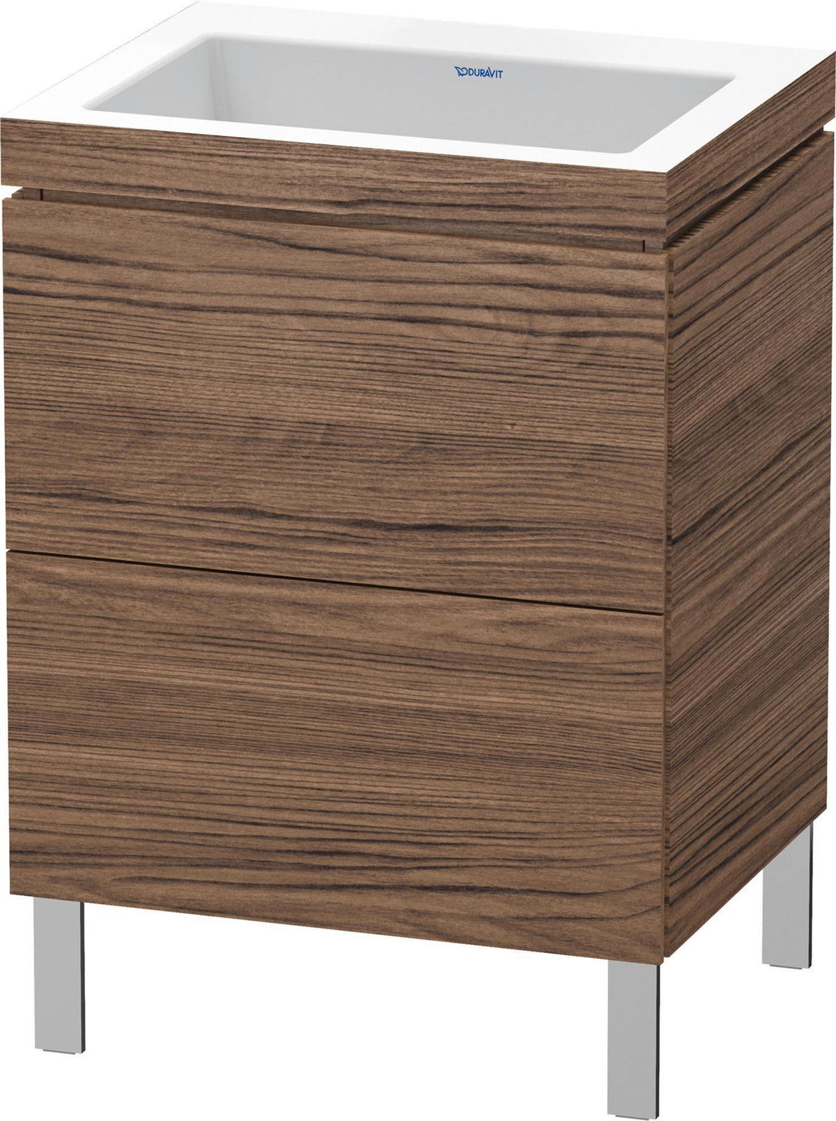 DURAVIT L-Cube c-bonded Waschtischset Nussbaum Natur 600 mm mit 2 Auszügen und Tip-On-Technik