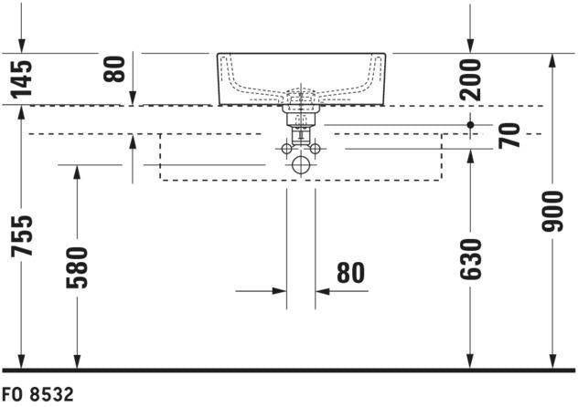 DURAVIT Aufsatzbecken Starck 1 480 mm mit Überlauf, Hahnlochbank, weiß geschliffen