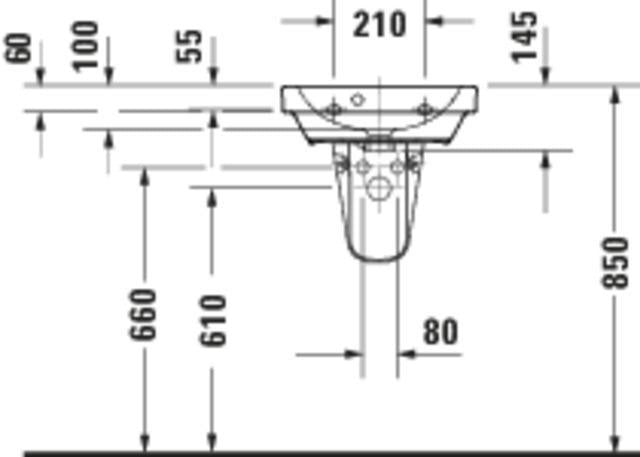 DURAVIT D-Code Handwaschbecken 450 mm weiß, 1 Hahnloch, mit Überlauf, wandhängend