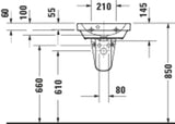 DURAVIT D-Code Handwaschbecken 450 mm weiß, 1 Hahnloch, mit Überlauf, wandhängend