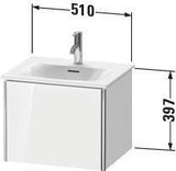 Duravit XSquare Waschtischunterbau 510 mm, 1 Auszug, weiß matt – wandhängend für Viu