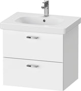 Duravit XBase Waschtischunterbau wandhängend 600 mm, 2 Schubladen, weiß matt – Soft-Close