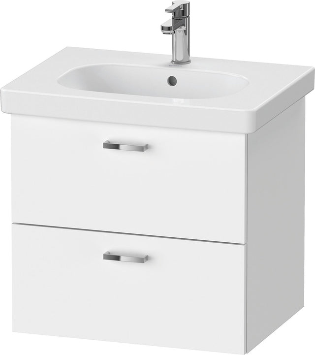 Duravit XBase Waschtischunterbau wandhängend 600 mm, 2 Schubladen, weiß matt – Soft-Close