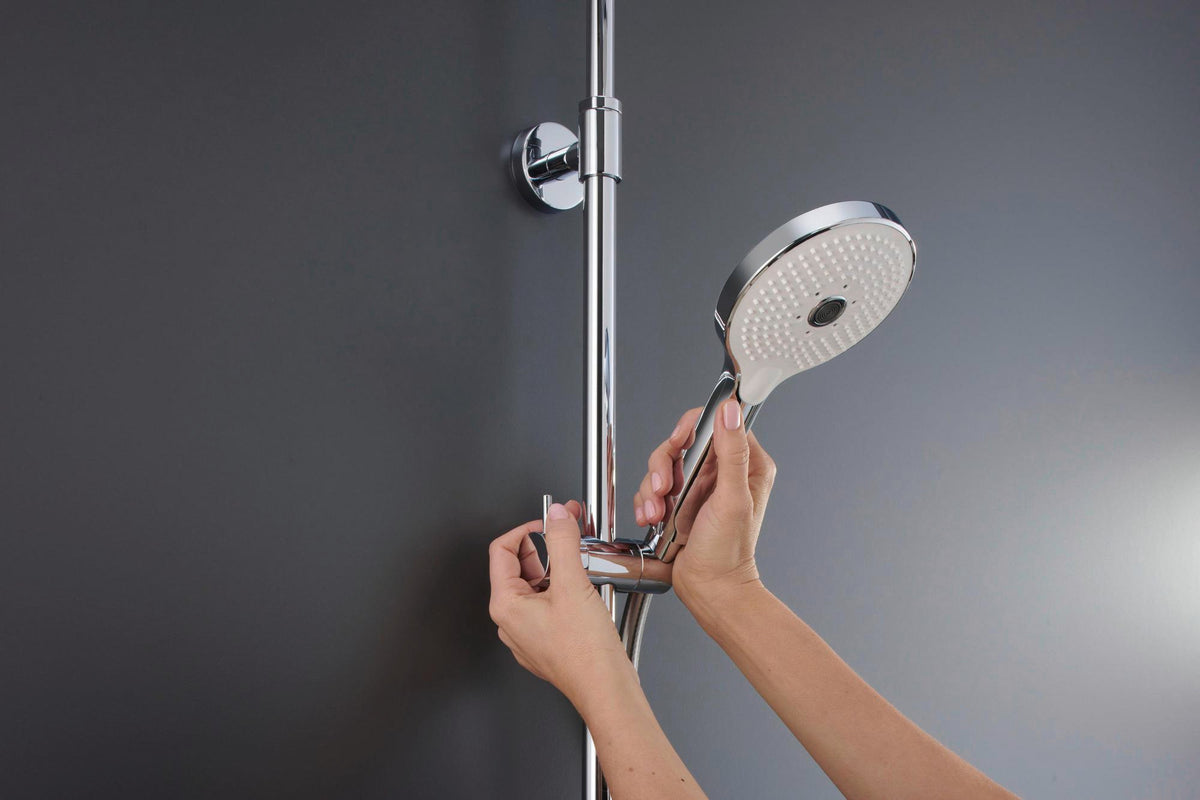 DURAVIT Duschsystem Shower Systems Shelf 1050 mit Thermostat, Kopf- und Handbrause, Chrom Weiß Hochglanz