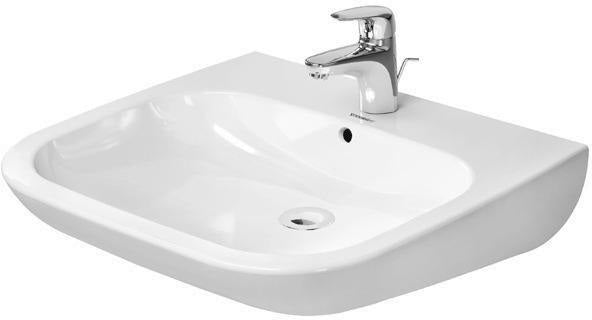 Duravit D-Code Waschtisch 600 mm weiß mit Überlauf und 1 Hahnloch, wandhängend