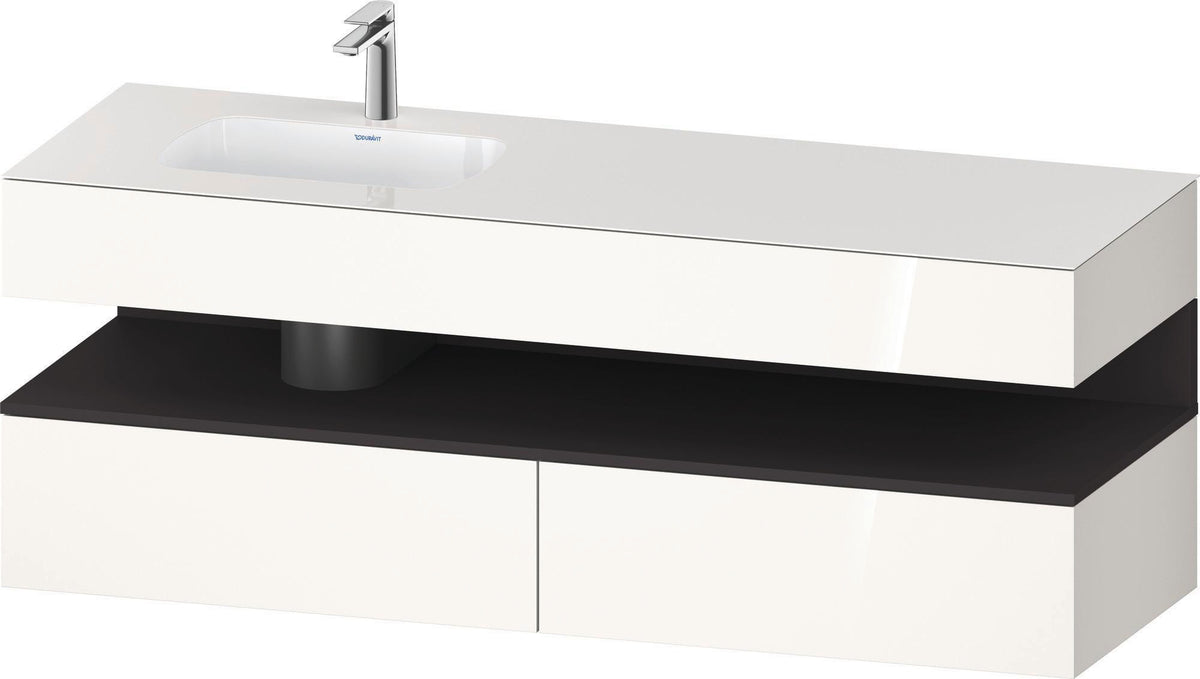 DURAVIT Qatego Studio F. A. Porsche Einbauwaschtisch mit Konsolenwaschtischunterbau 1600 mm Weiß Matt