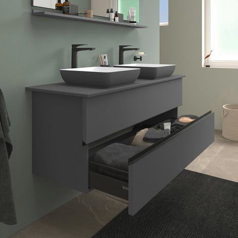 DURAVIT Sivida Aufsatzwaschtisch 400 mm DuroCast Plus ohne Überlauf in Dunkelgrau matt/Weiß