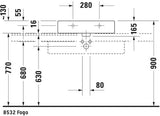 Duravit Waschtisch Vero 600 mm mit Überlauf, 1 Hahnloch, geschliffen, weiß
