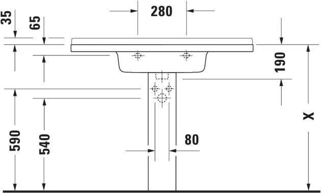 Duravit Waschtisch Starck 3 850 mm mit Überlauf, Hahnlochbank und WonderGliss in Weiß