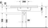 Duravit Waschtisch Starck 3 850 mm mit Überlauf, Hahnlochbank und WonderGliss in Weiß