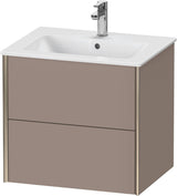DURAVIT XViu Waschtischunterbau wandhängend 610 mm, 2 Schubkästen, weiß matt – ohne Griff, mit Tip-On-Technik
