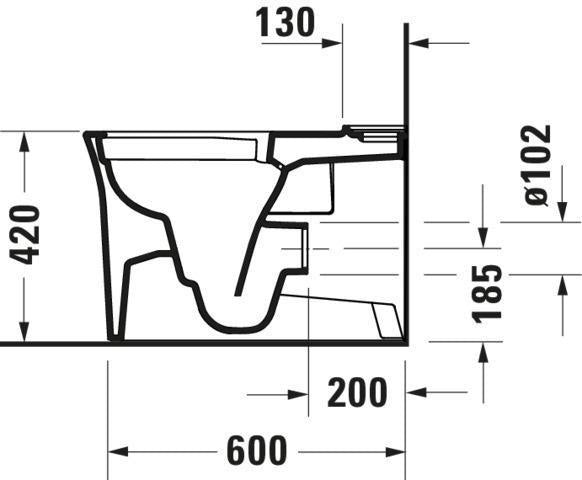 DURAVIT White Tulip Stand-WC 650 mm spülrandlos von Philippe Starck – Weiß