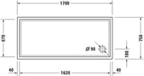 DURAVIT Starck Slimline Duschwanne 1700x750x60 mm Weiß Sanitäracryl Antislip