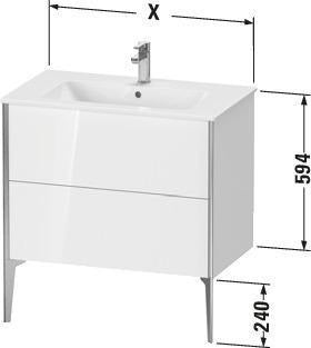 DURAVIT XViu Waschtischunterbau bodenstehend 594x810x480 mm mit 2 Auszügen, weiß matt