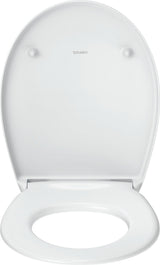 DURAVIT Univavo WC-Sitz Oval Tief 452mm mit Absenkautomatik, Duroplast, abnehmbar, Edelstahl-Scharniere, Weiß
