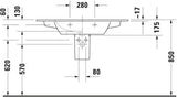 DURAVIT ME by Starck Möbelwaschtisch 1030 mm Weiß mit Überlauf und 2 Hahnlöchern