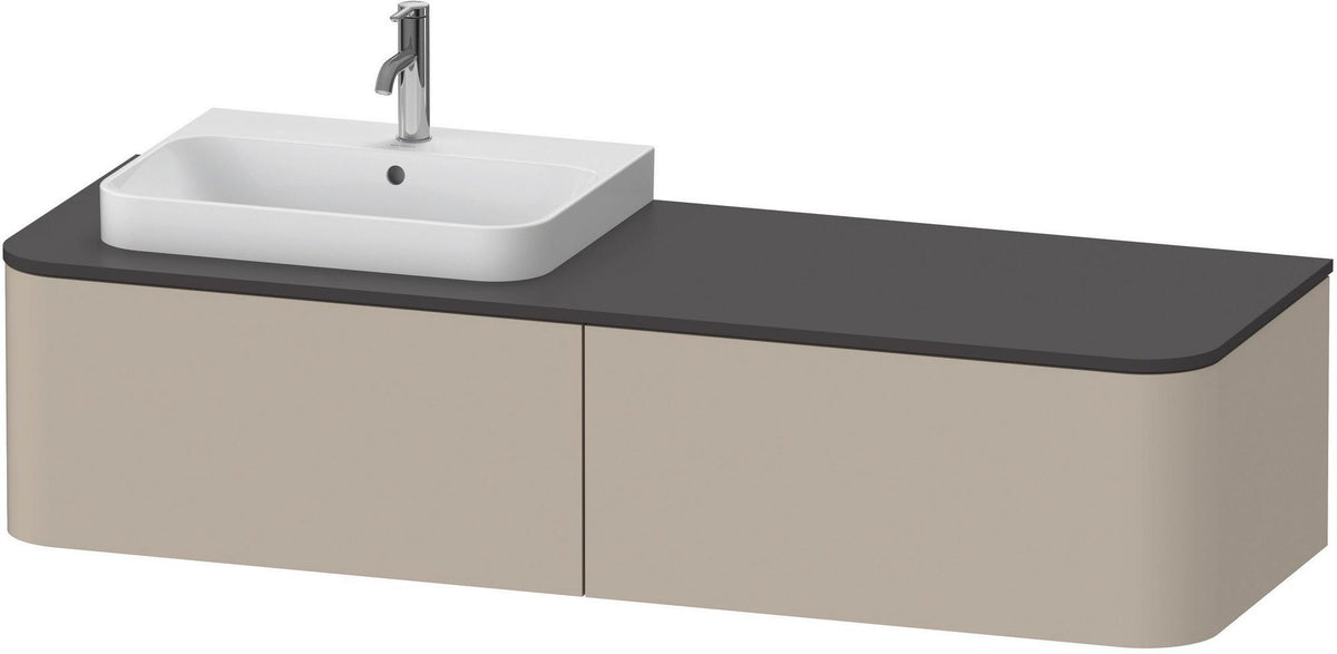 DURAVIT Happy D.2 Konsolenwaschtischunterbau 1600 mm Taupe Supermatt mit 2 Auszügen und Tip-On