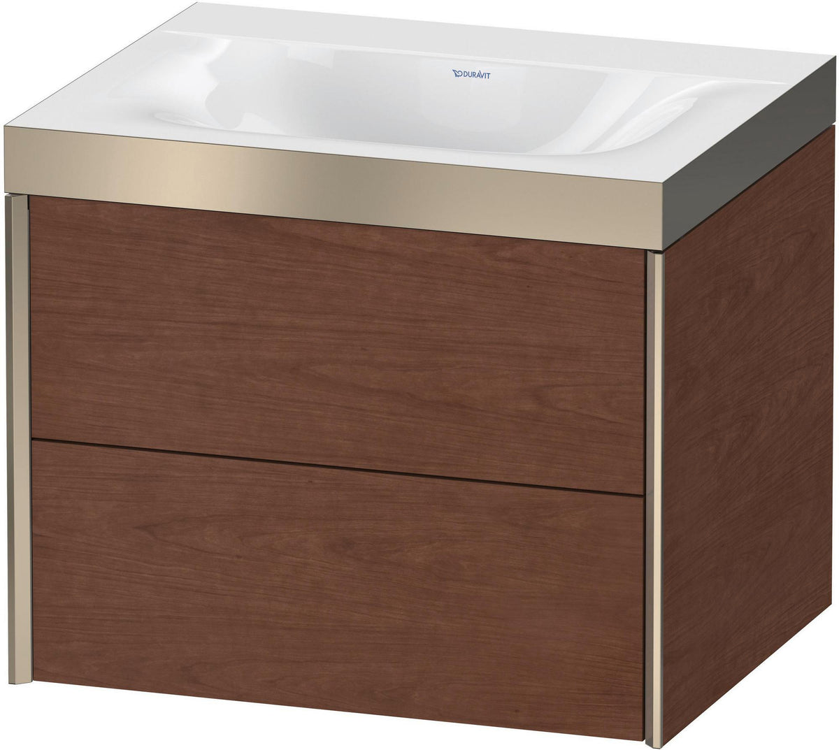 Duravit XViu Waschtischunterbauset c-bonded, 2 Schubkästen, champagner matt/nussbaum dunkel, 600 mm
