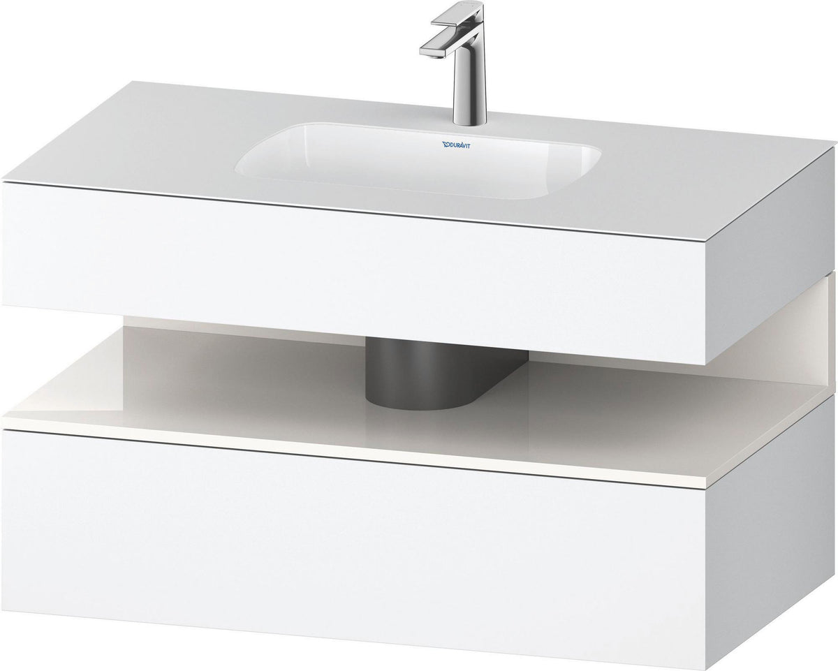 DURAVIT Qatego Einbauwaschtisch mit Konsolenwaschtischunterbau 1000 mm, 1 Auszug, antibakteriell