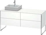 Duravit XSquare Waschtischunterbau 1600 mm mit Becken links, Außen taupe seidenmatt, inkl. Fußgestell