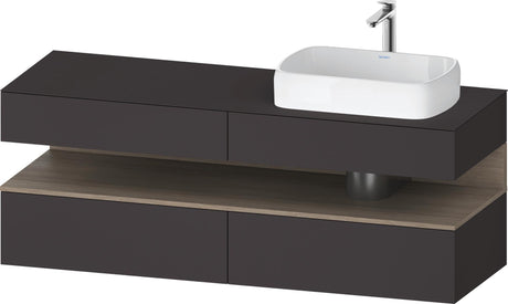 DURAVIT Qatego Konsolenwaschtischunterbau 1600 mm Weiß Matt mit Eiche Terra Nische und LED-Beleuchtung