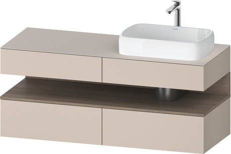 Duravit Qatego Konsolenwaschtischunterbau 1400 mm Basalt Matt mit 2 Auszügen