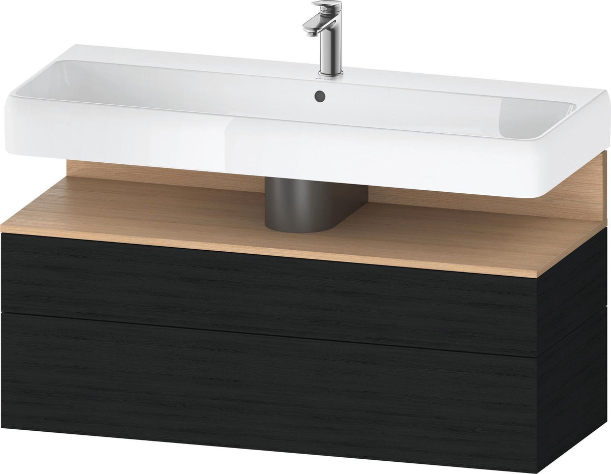 Duravit Qatego Waschtischunterbau 1190 mm – Weiß Matt mit Eiche Schwarz Nische, 1 Auszug, LED