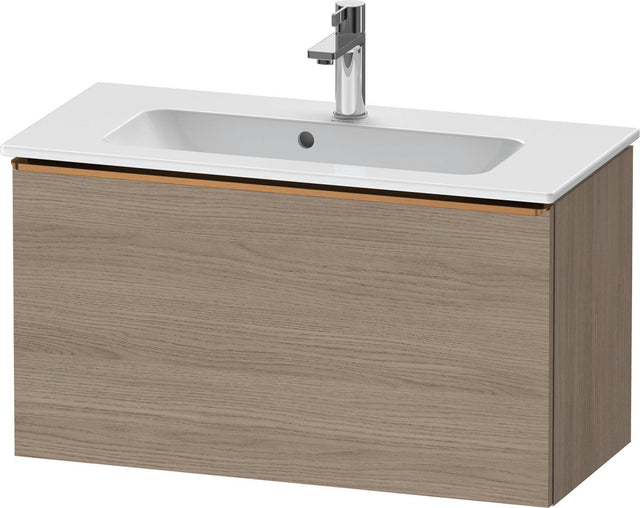 DURAVIT D-Neo Waschtischunterbau 810 mm Eiche Terra Matt mit 1 Auszug & Bronze Griff