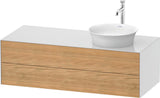 DURAVIT White Tulip Waschtischunterbau 1300 mm wandhängend, 2 Schubkästen, Becken rechts, Nordic Weiß seidenmatt