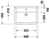 DURAVIT Waschtisch Starck 3 Med 500 mm ohne Überlauf, mit Hahnlochbank, weiß