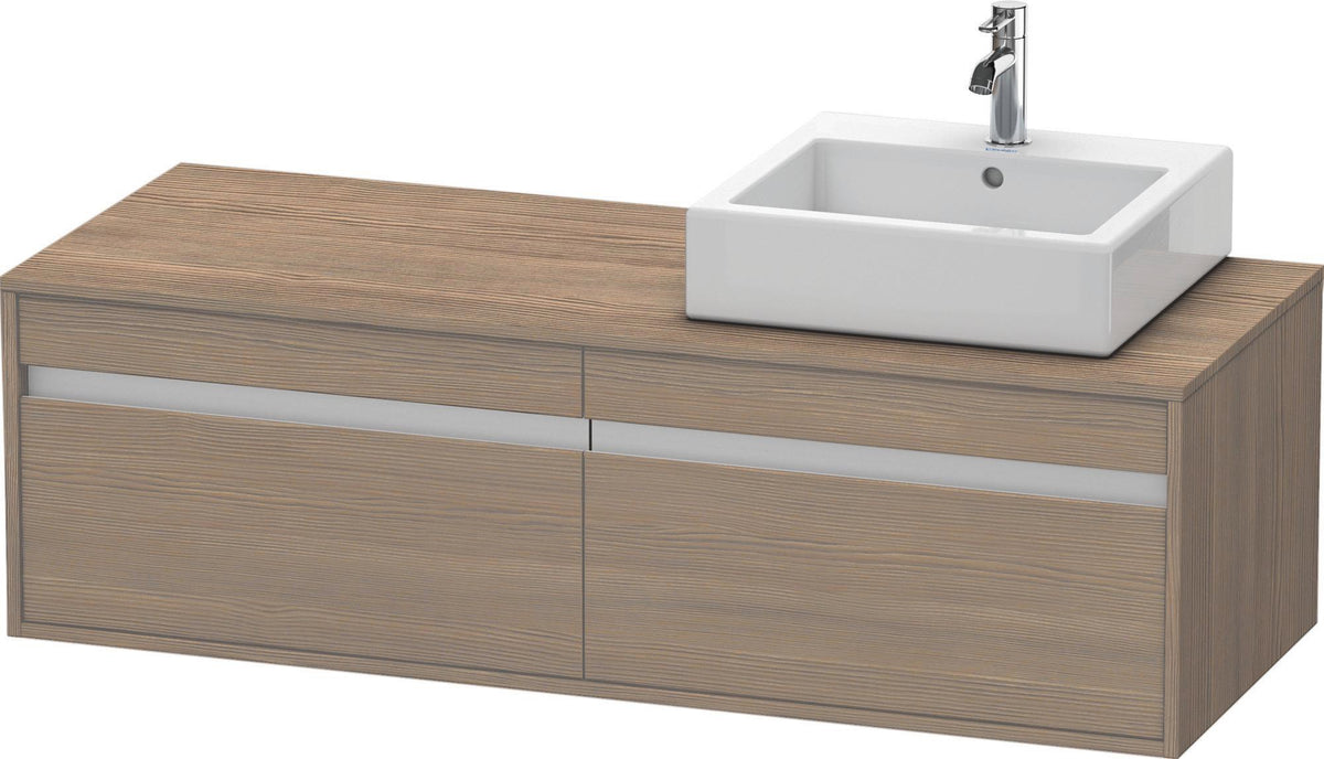 Duravit Ketho Waschtischunterbau wandhängend 1400 mm Eiche Terra 2 Auszüge