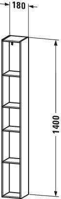 Duravit L-Cube Regalelement 180x180x1400 mm vertikal, 5 Fächer, amerikanischer Nussbaum