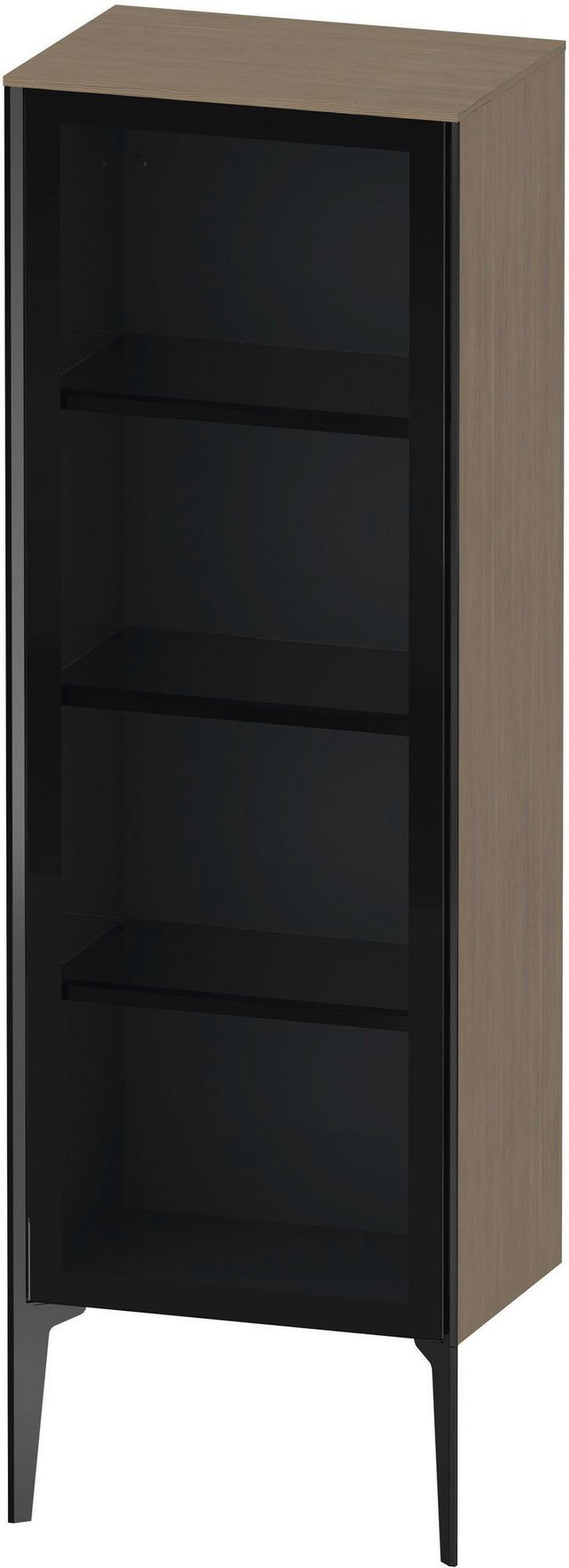 DURAVIT Halbhochschrank XViu mit Glastür 1330 mm Eiche Terra matt – wandhängend, Tip-on & Soft-Close